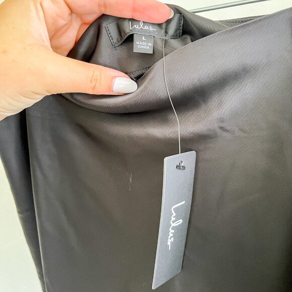 Lulus Smooth Sophistication Black Midi Skirt with Slit - Picture 8 of 9